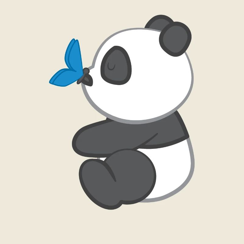 Panda - T-shirt Panda - Motif Panda - Papillon