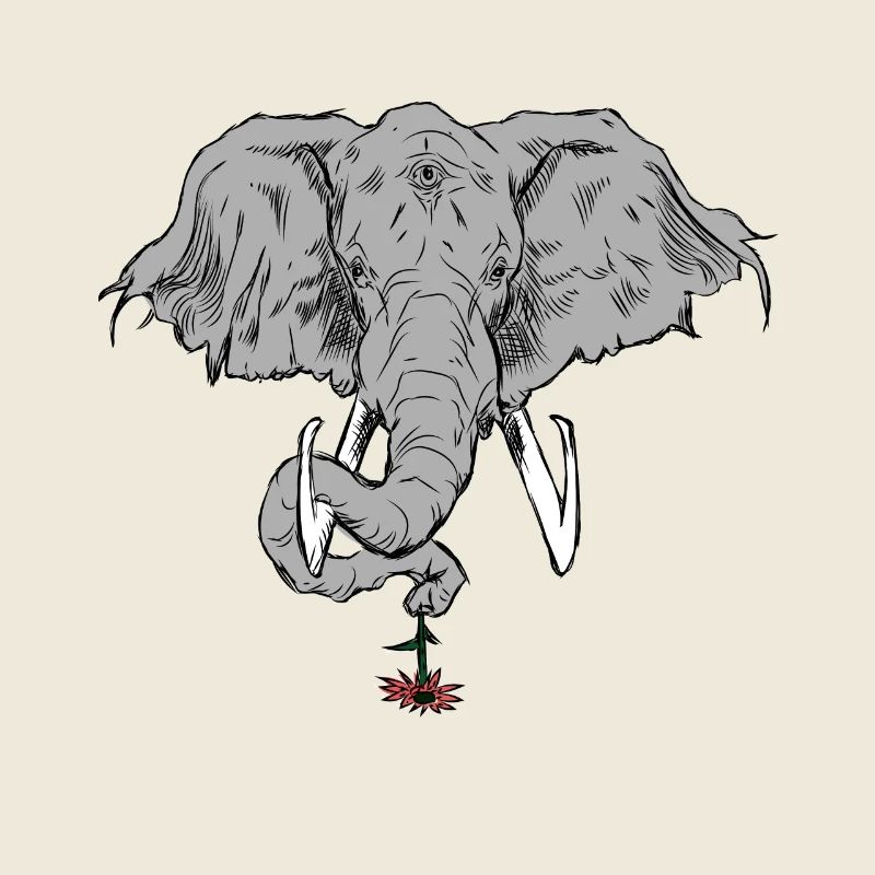 Éléphant avec trois yeux et fleur