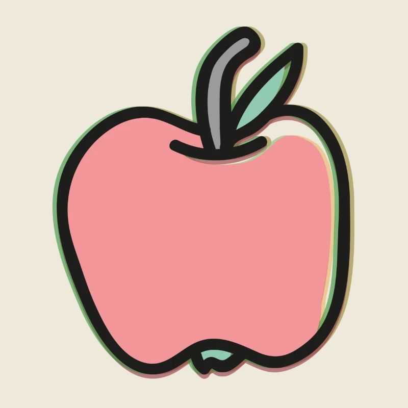 Cute Apple Cartoon – Kawaii Fruit Illustration