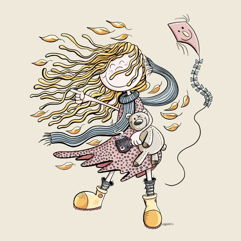 Glückliches Mädchen im Herbstwind I Herbst