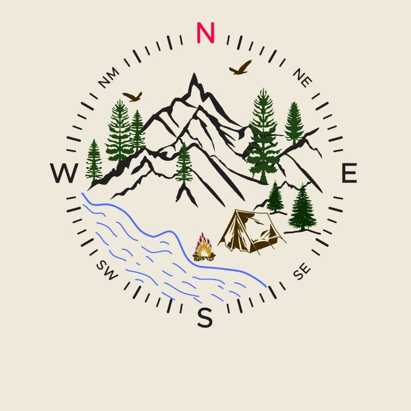 Forest forest compass river camping tent woods nature