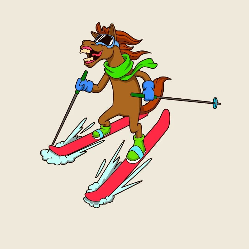 Comic horse skis