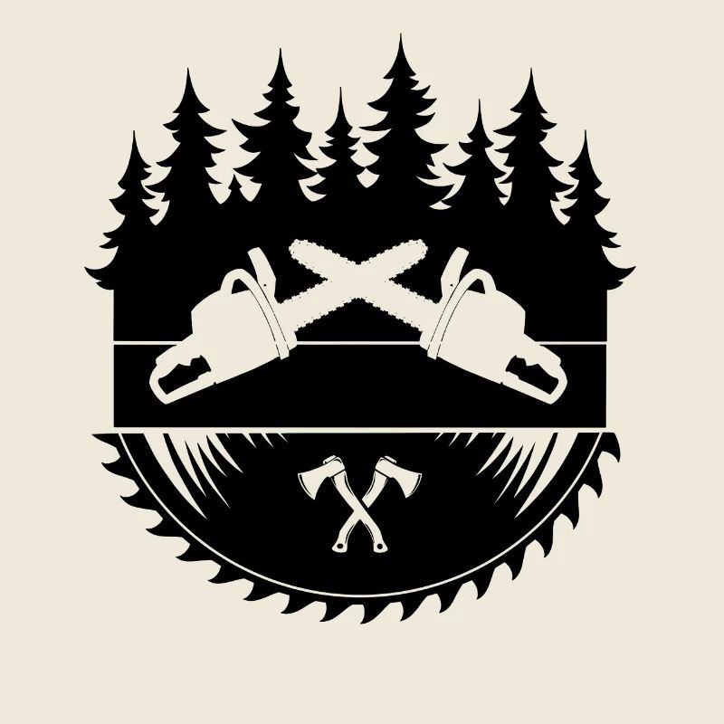 Logo de la hache de tronçonneuse bûcheron