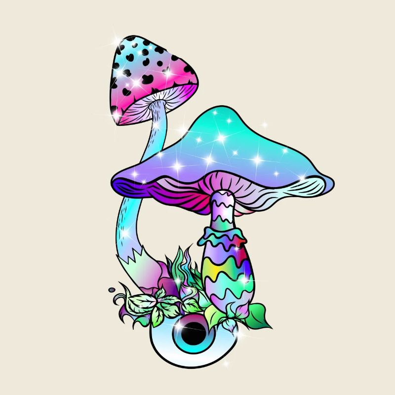 Magic Mushrooms Neon Zauber Pilze Psychedelic