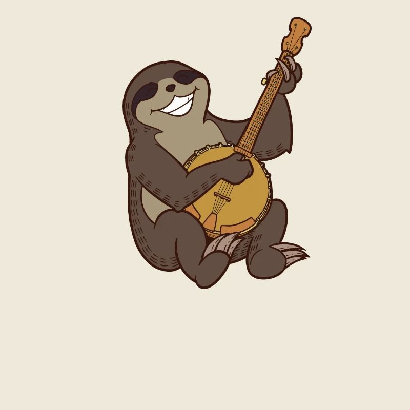 Comic sloth plays banjo