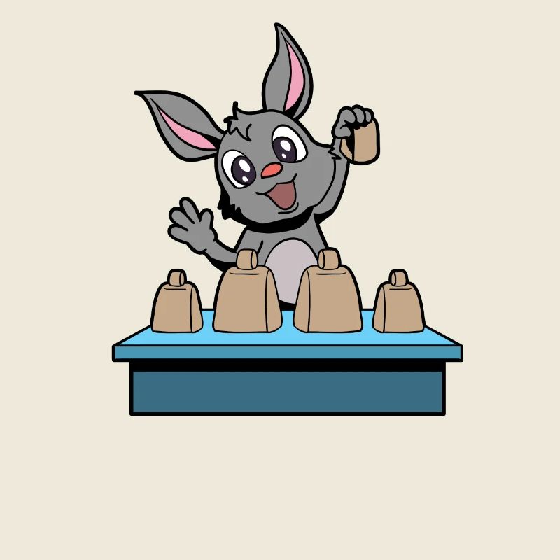 Comic Hase spielt Kuhglocken