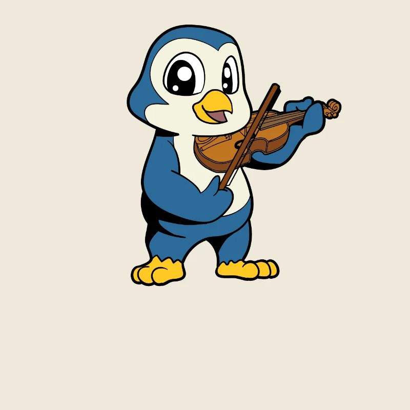 Comic Pinguin spielt Geige