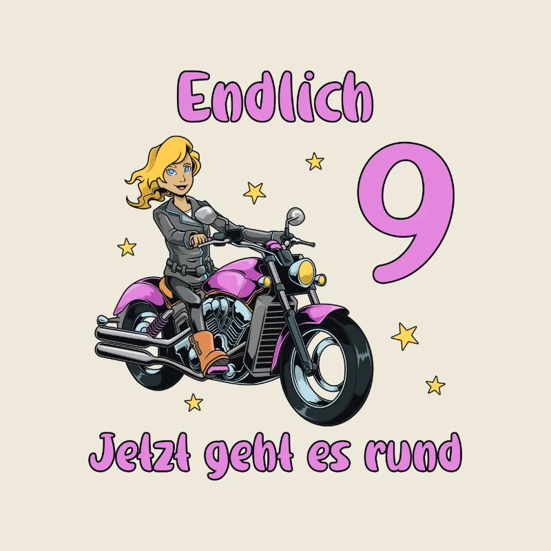 Geburtstagsshirt Motorrad - 9 Geburtstag Mädchen