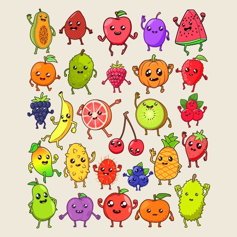 Comic Kawaii Früchte