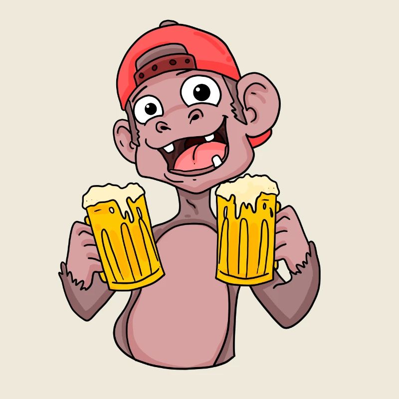 Affe mit Biergläser