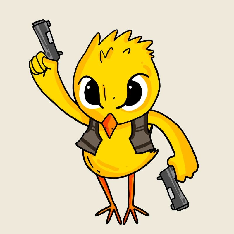 Poussins avec pistolet