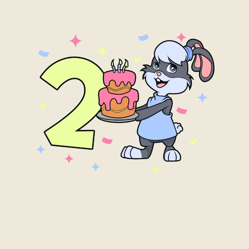 Mit Hase - Mädchen Geburtstag 2 Jahre