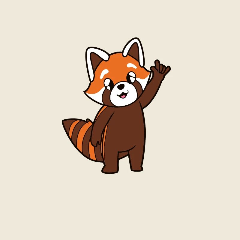 Cartoon Red Panda Shows I Love You