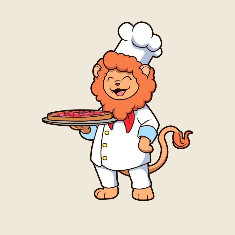 Löwe ist Pizzabäcker