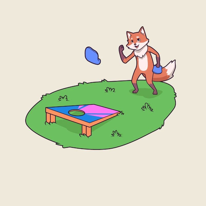 Fox plays cornhole