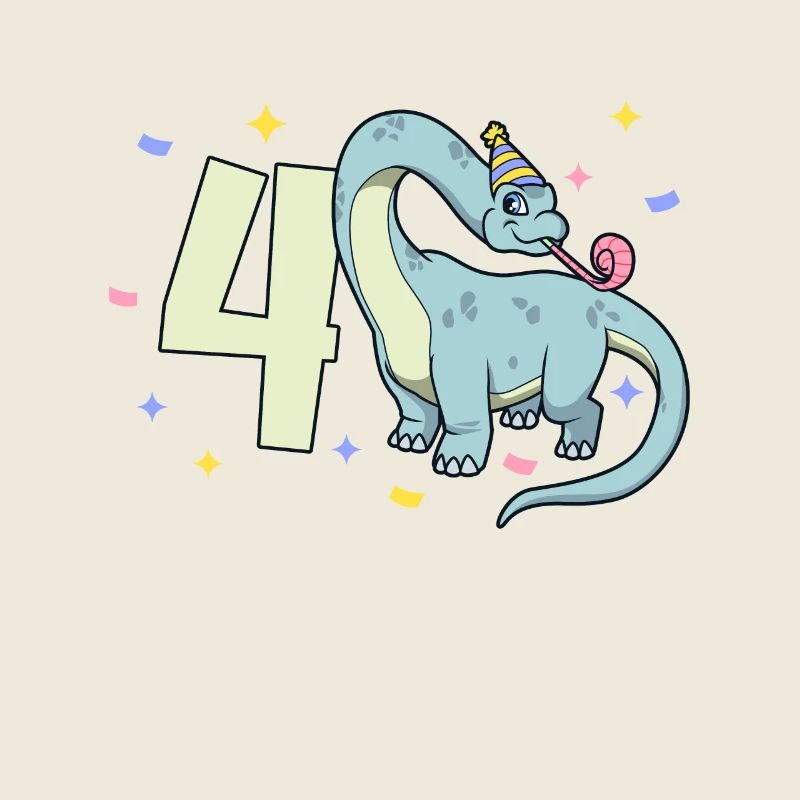 Mit Brachiosaurus - Kinder Geburtstag 4 Jahre