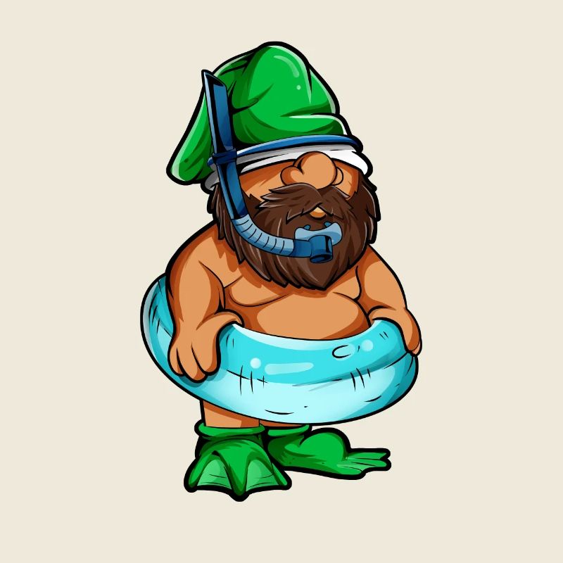 Garden gnome with swimming hoops