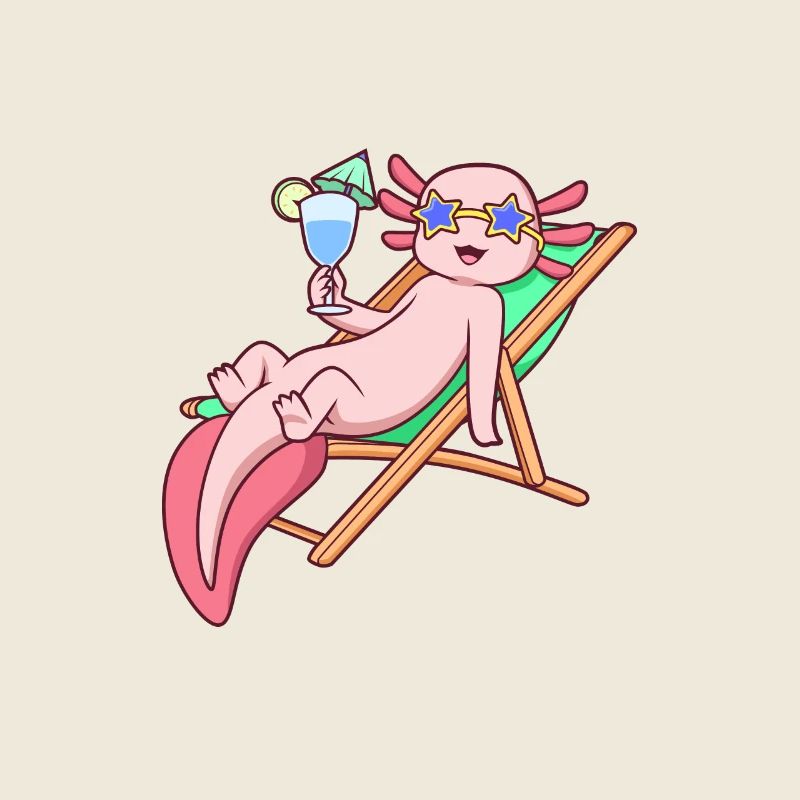 Comic Axolotl enjoys a cocktail