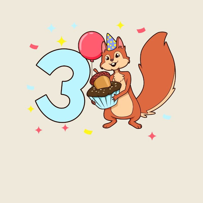 Mit Eichhörnchen - Kinder Geburtstag 3 Jahre