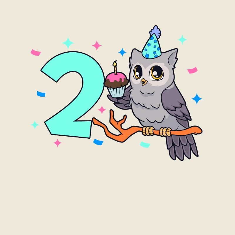 Mit Eule - Kinder Geburtstag 2 Jahre