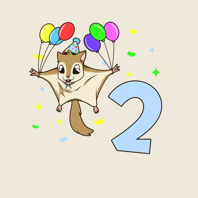 Mit Flughörnchen - Kinder Geburtstag 2 Jahre