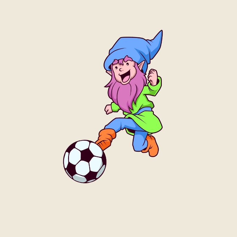 Comic Gartenzwerg spielt Fußball