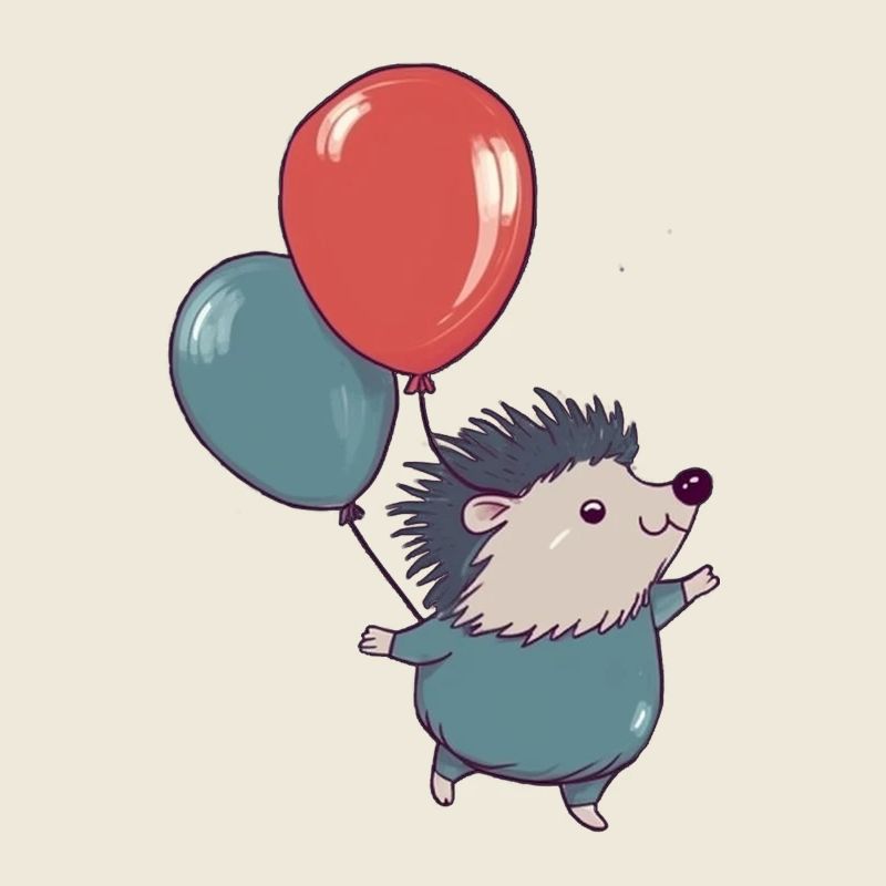 Kleiner Igel mit Luftballons