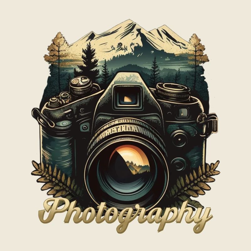 Photo camera with lettering