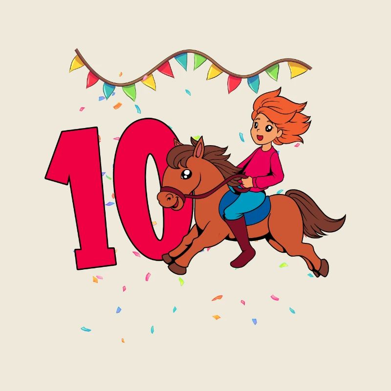 Mit Pferd - Mädchen Geburtstag 10 Jahre