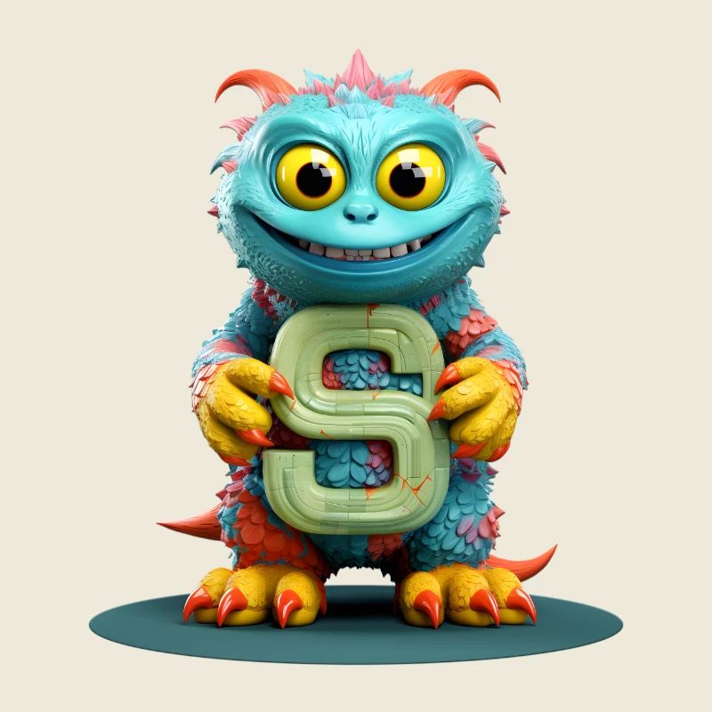 Buntes Monster mit Alphabet Buchstabe S
