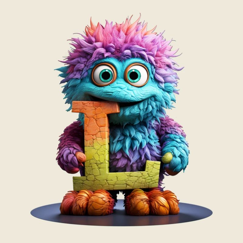 Regenbogenmonster mit Buchstabe L
