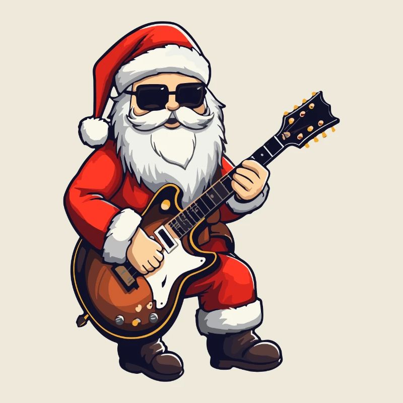 Weihnachtsmann Weihnachten Gitarre Heiligabend