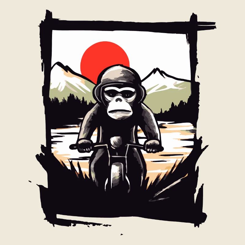 Wütender Motorradfahrer Biker Affe