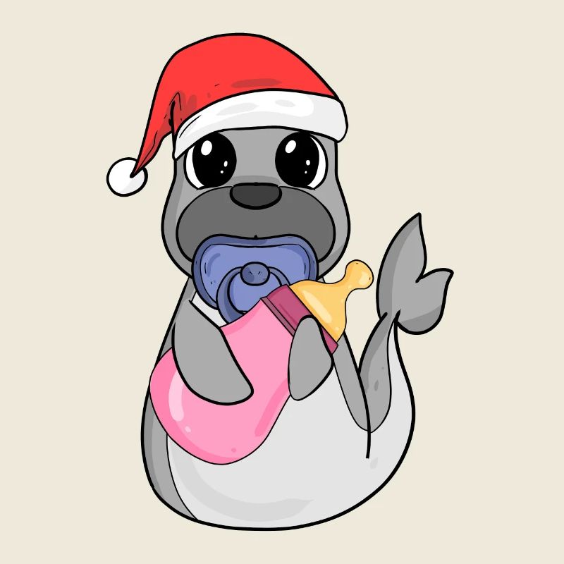 Bébé Lion de mer Noël