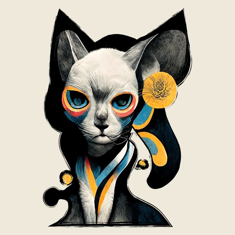 Chat Sphynx dans Coloré Artistique Bizarre Étrange