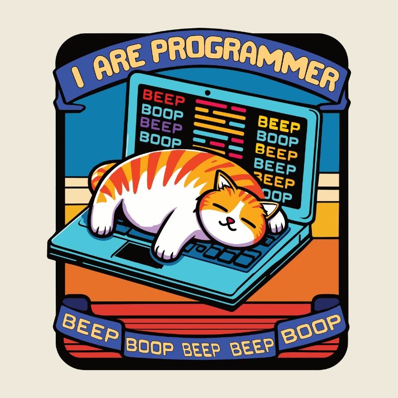 I are programmer, fat sleeping cat