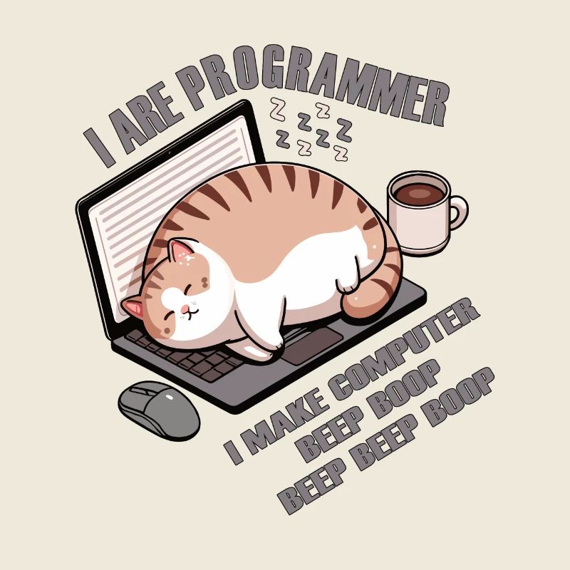 Je suis programmeur, gros chat endormi