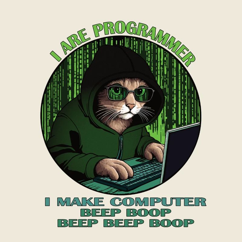 Ich bin Programmierer, grün, Programmierkatze