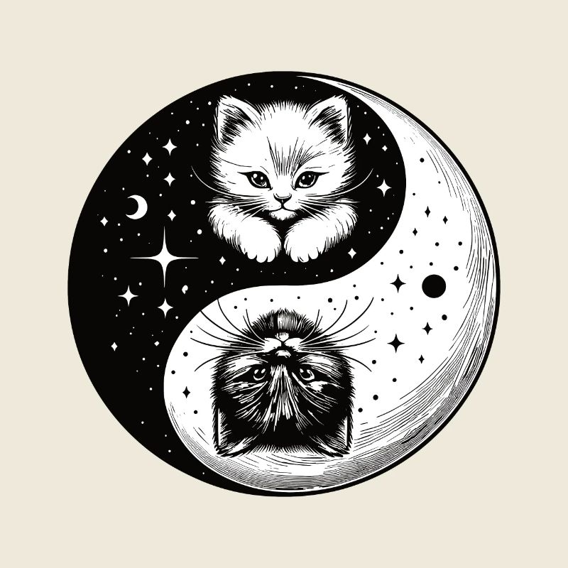 Ying Yang Chatons, noir et blanc