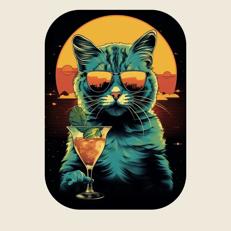 Chat avec cocktail