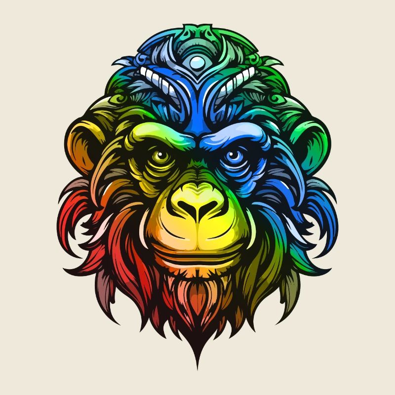 Affe Kopf Bunt