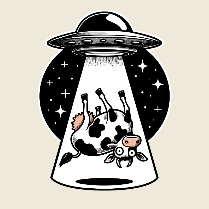 UFO Kidnapping Funny Cow Cartoon