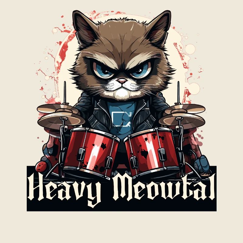 Heavy Metal Headbanger present Drummer Cat