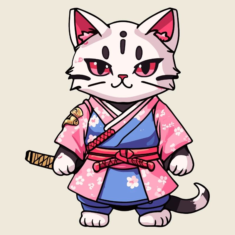 Samurai Katze & Kirschblüten #14