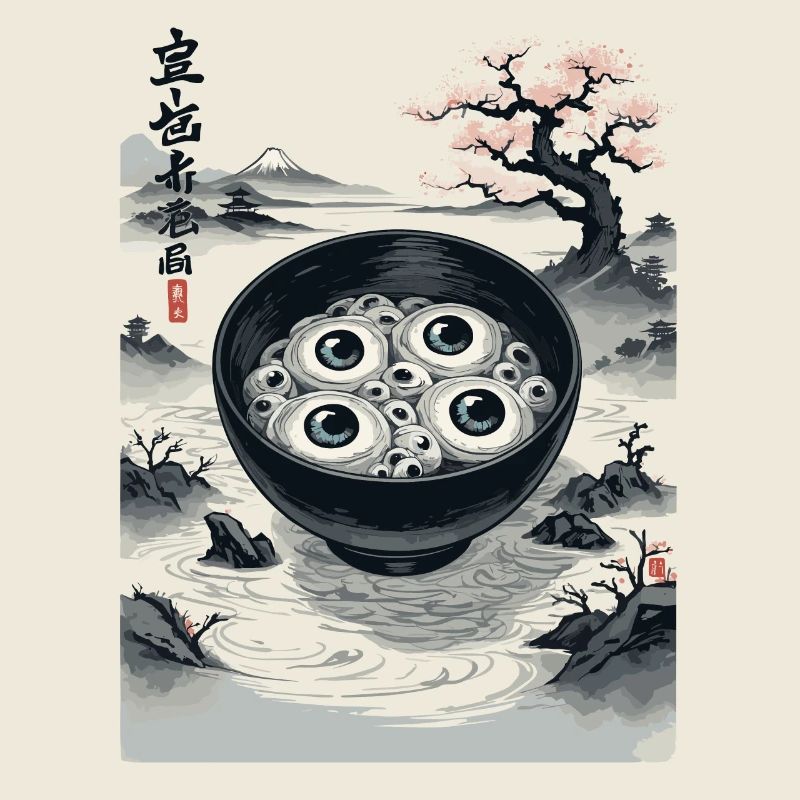 Augapfel Ramen Yokai Japan Ukiyo-E Kunst