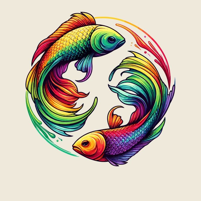 Pisces Zodiac Enigmatic Rainbow Design