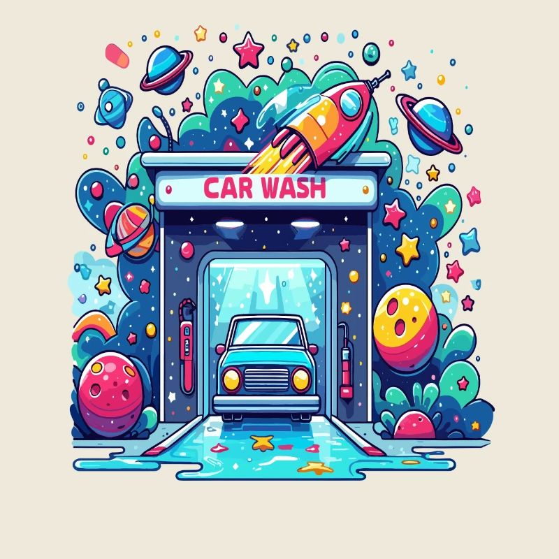 Comic Auto Waschanlage