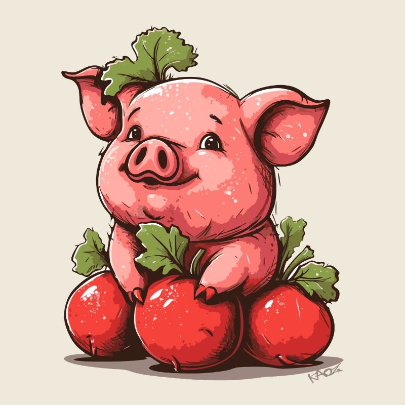 Mignon petit cochon de légumes radis