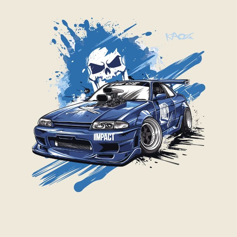 Voiture de course de rue JDM bleu Impact