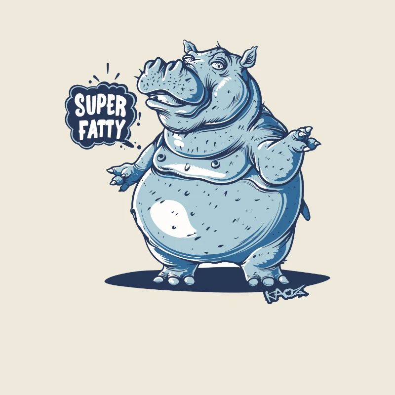 Super dickes pummeliges Cartoon Nilpferd